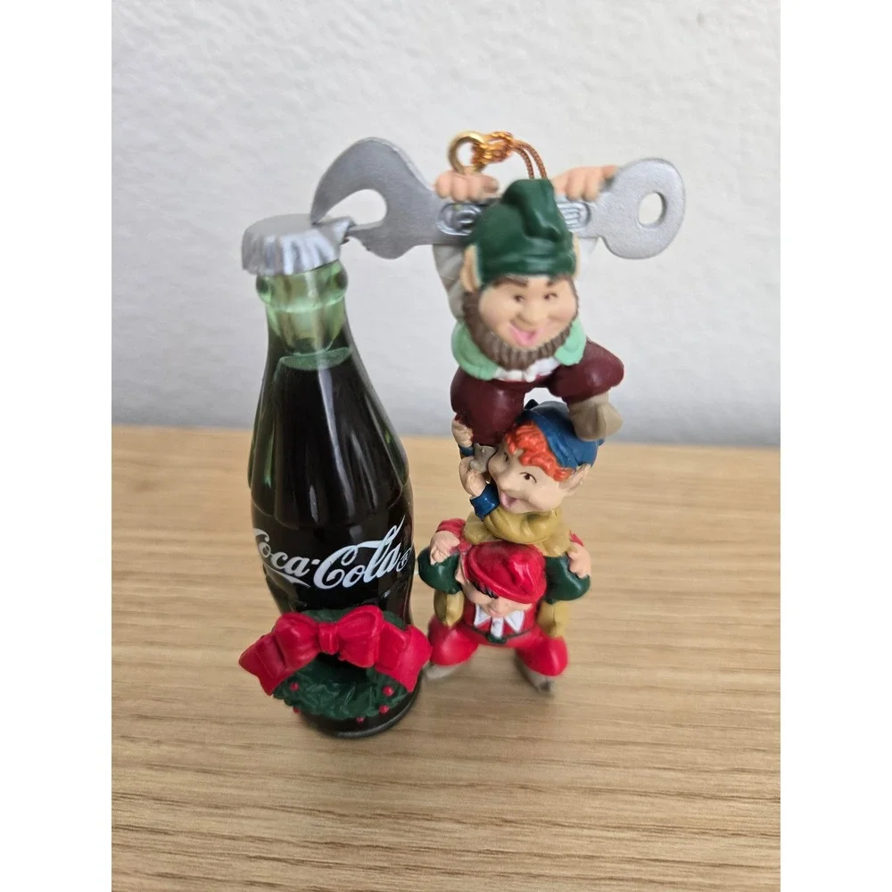 Coca-Cola Bottling Works Collection Christmas Ornament Elves Opening Coke Bottle